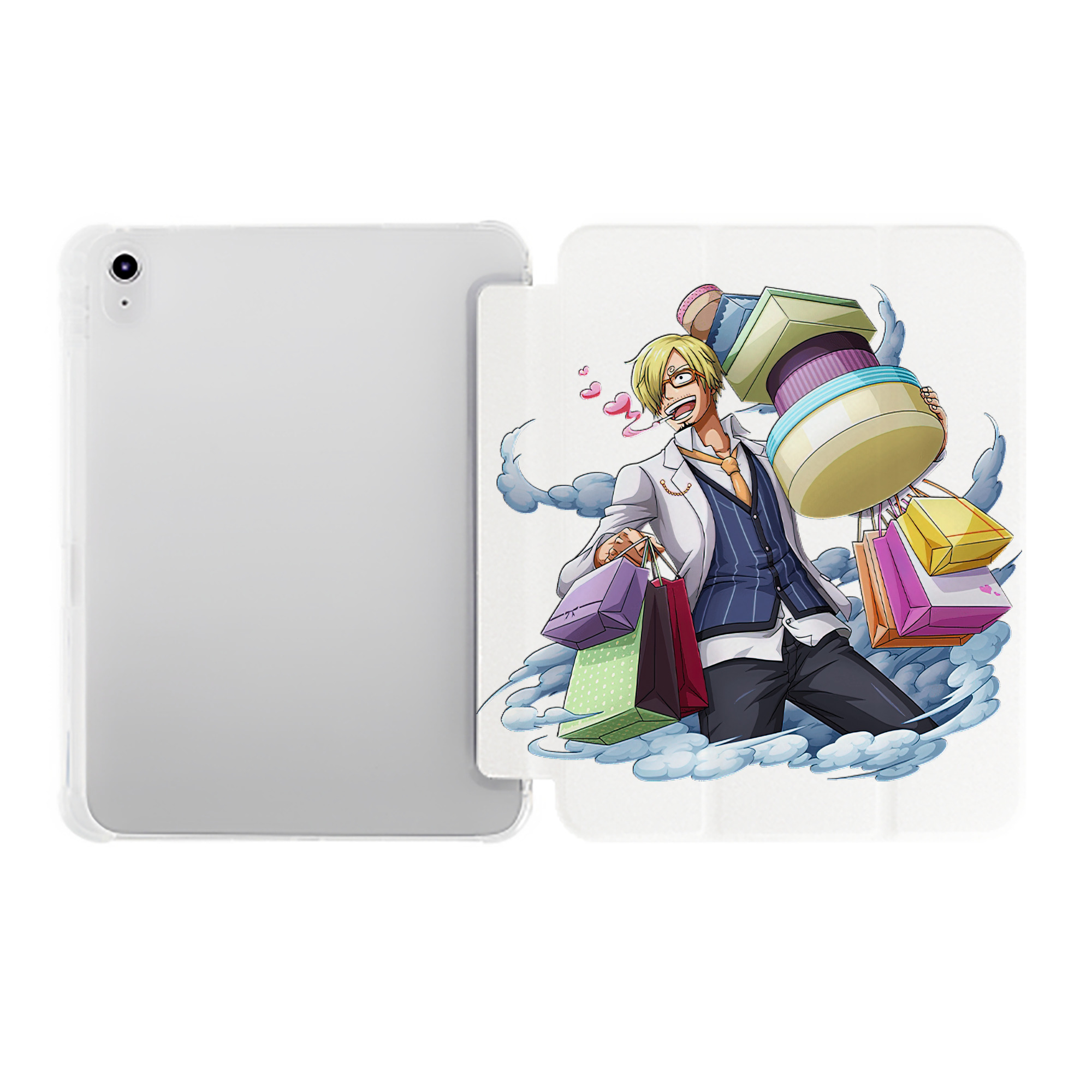 （画像用） ワンピース サンジ ONE PIECE Sanji IPad ケース ペン収納付き 三つ折りスタンド PUレザー×シリコン 対応機種9.5/10.5/10.9インチ